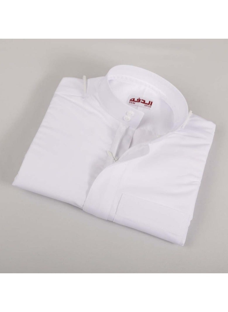 Al Dafa Men's formal thobe - front zipper - collared neck - plain sleeves - Image 1